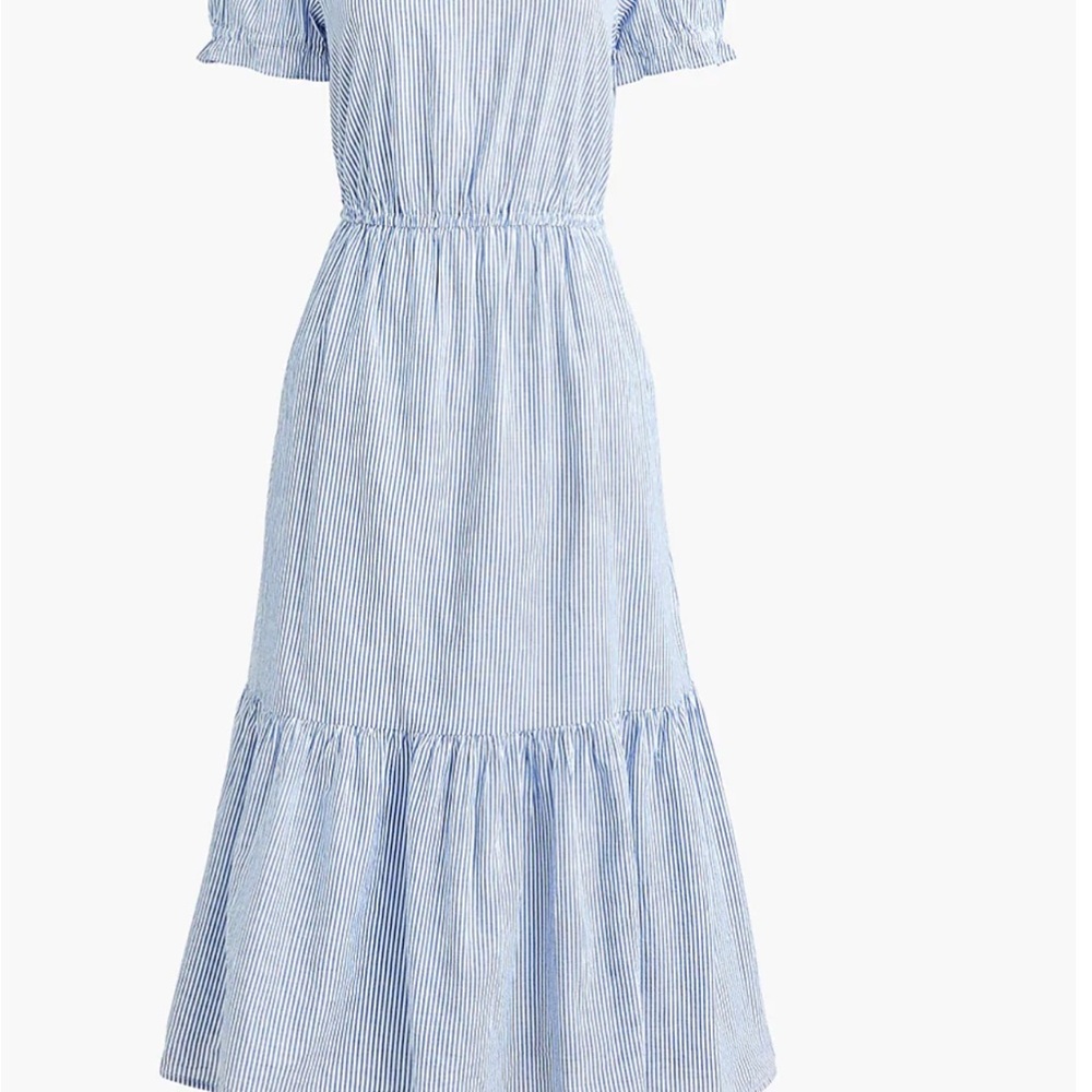 J. Crew Blue and White Ruffled Tiered Sundress nwt